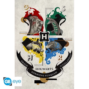 Harry Potter – Roxfort házak címerei poszter (91,5x61 cm)
