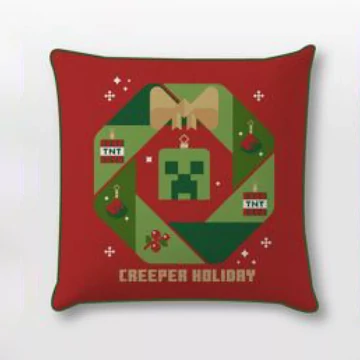 Minecraft Creeper Holiday karácsonyi velúr párnahuzat (40x40 cm)