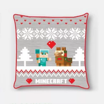 Minecraft Holiday karácsonyi velúr párnahuzat (40x40 cm)