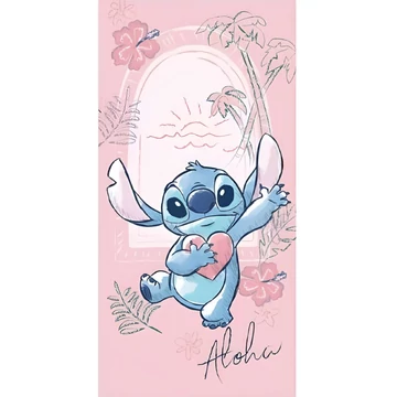 Disney Lilo és Stitch, A csillagkutya Heart fürdőlepedő, strand törölköző 70x140cm (Fast Dry