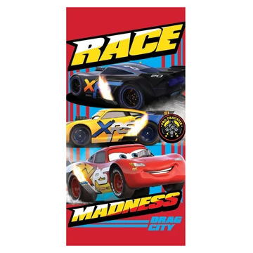 Disney Verdák Race fürdőlepedő, strand törölköző 70x137 cm (Fast Dry
