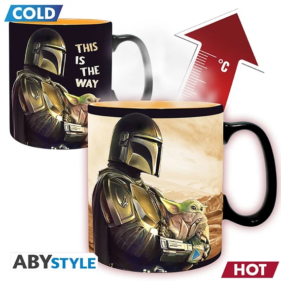 Star Wars – The Mandalorian hőre változó bögre: Mando és Grogu (460 ml)