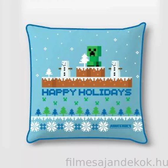 Minecraft Happy Holidays karácsonyi velúr párnahuzat (40x40 cm)