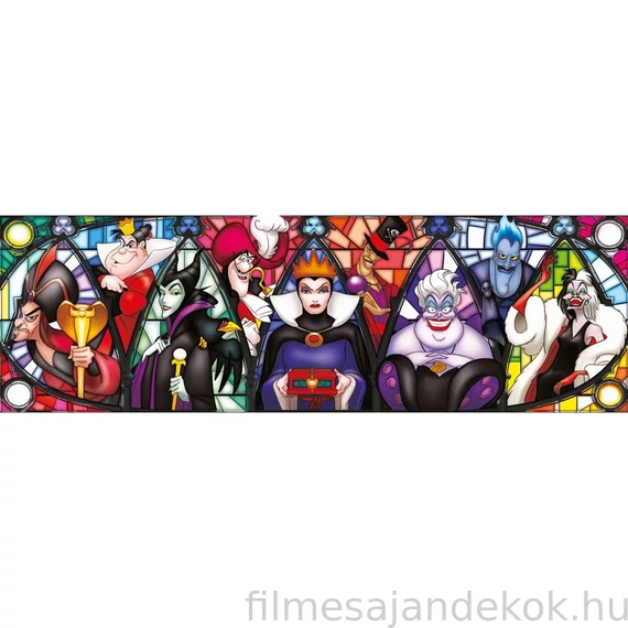 Disney Gonoszok Stained Glass 1000 db-os panorama puzzle Clementoni