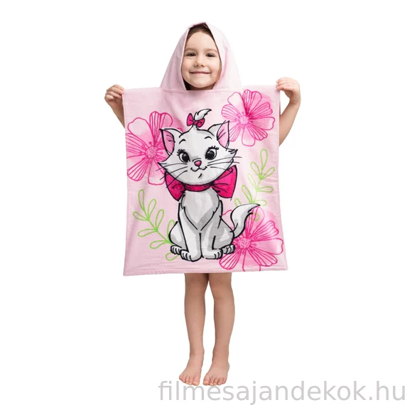 Disney Marie Pink Flower strand törölköző poncsó 50x115 cm