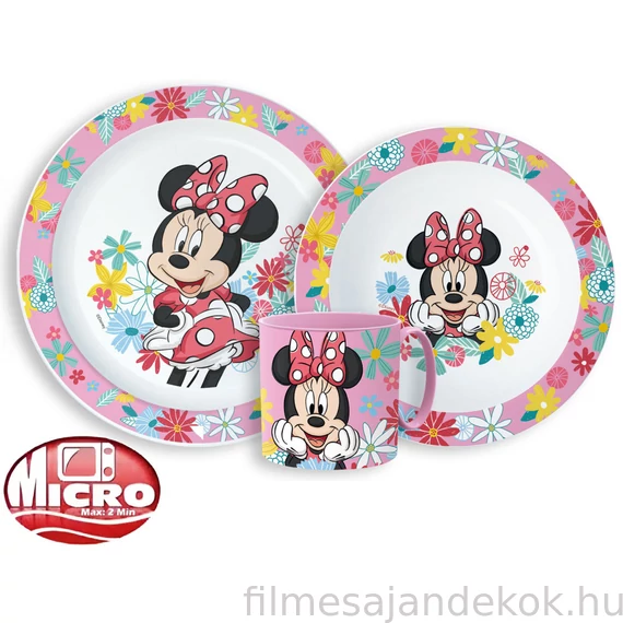 Disney Minnie Spring étkészlet, micro műanyag szett bögrével 265 ml