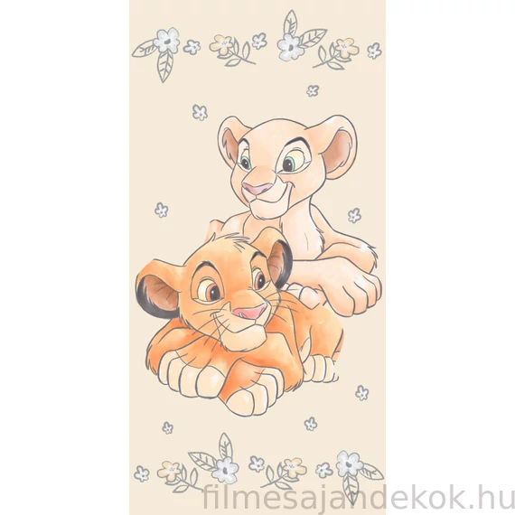 Disney Az Oroszlánkirály Simba & Nala fürdőlepedő, strand törölköző Yellow 70*140cm