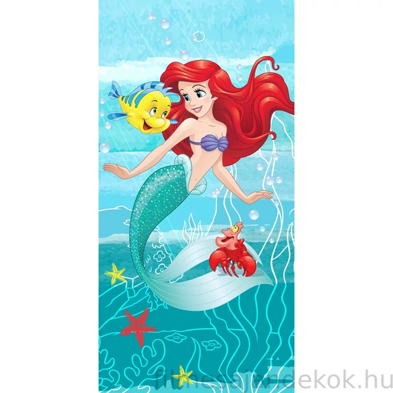 Disney Hercegnők, Ariel Friends fürdőlepedő, strand törölköző 70x140cm
