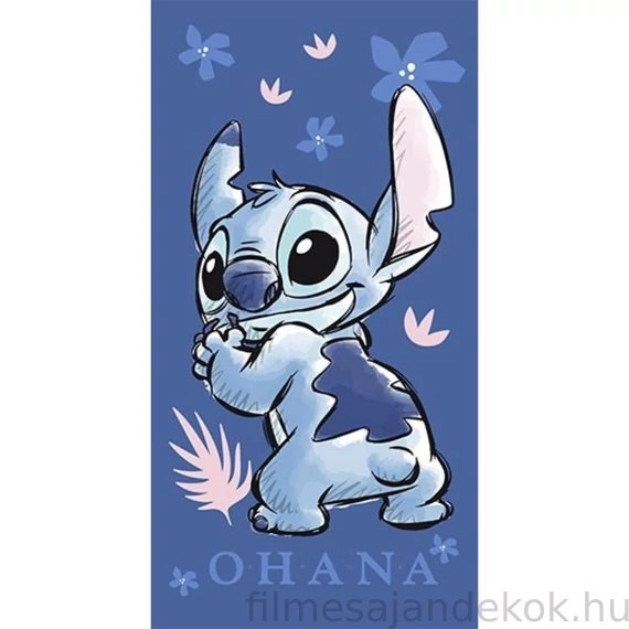 Disney Lilo és Stitch, A csillagkutya Ohana fürdőlepedő, strand törölköző 70x140cm (Fast Dry