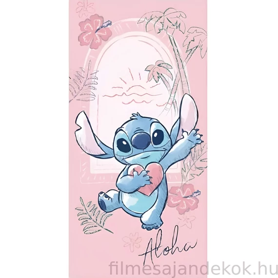 Disney Lilo és Stitch, A csillagkutya Heart fürdőlepedő, strand törölköző 70x140cm (Fast Dry