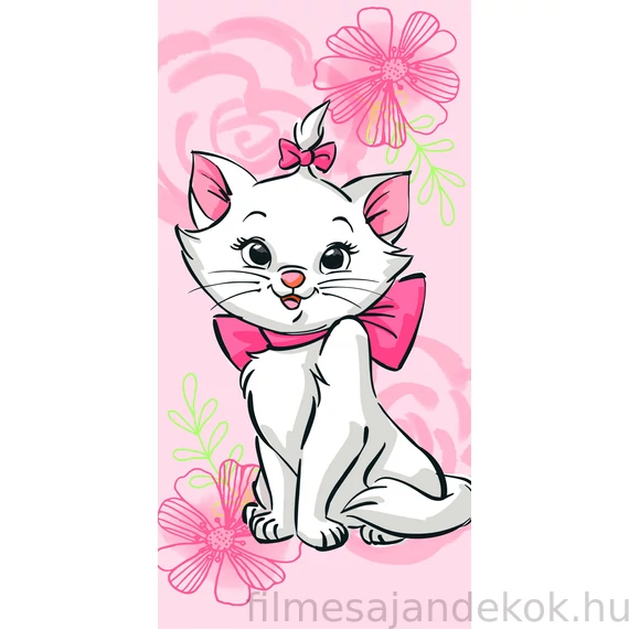 Disney Marie cica Pink Flower fürdőlepedő, strand törölköző  70*140cm