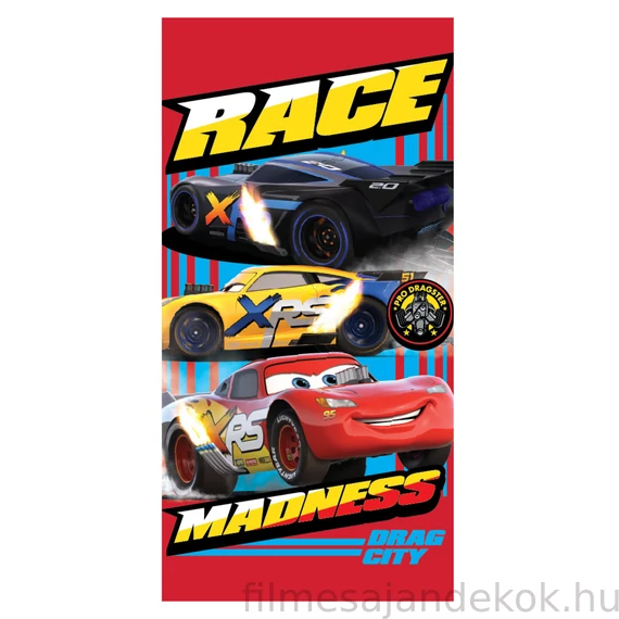 Disney Verdák Race fürdőlepedő, strand törölköző 70x137 cm (Fast Dry