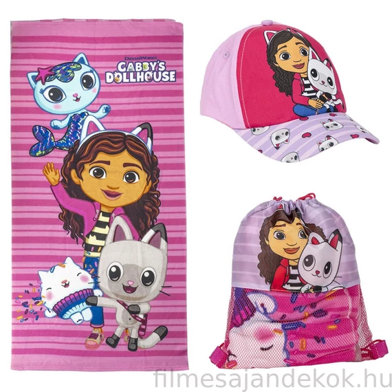 Gabi babaháza Pink törölköző, tornazsák, baseball sapka szett