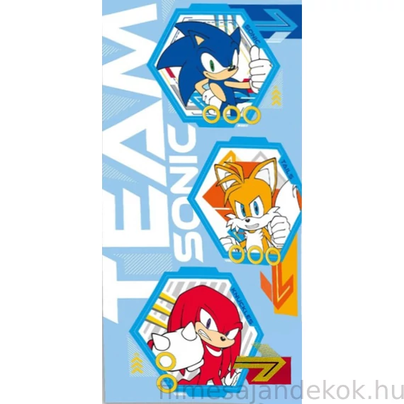 Sonic a sündisznó Team fürdőlepedő, strand törölköző 70x140cm
