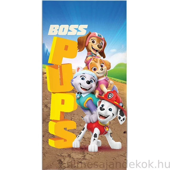 Mancs Őrjárat Boss Pups fürdőlepedő, strand törölköző 70x140 cm