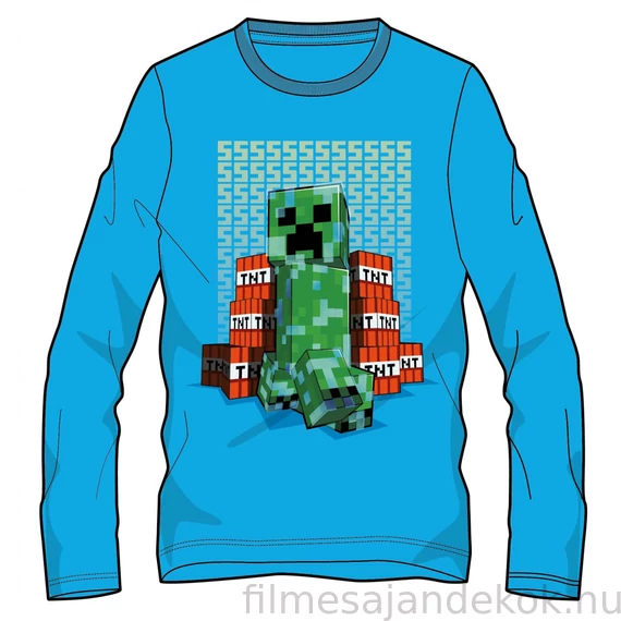 Minecraft sötétben világító gyerek hosszú ujjú póló, felső 10 év