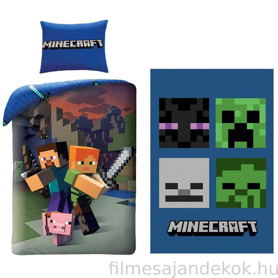 Minecraft Steve and Alex ágyneműhuzat és polár takaró szett