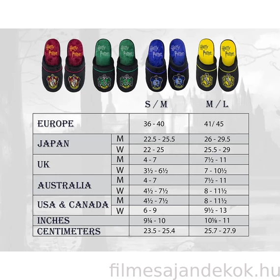 Griffendél Papucs - Harry Potter Plüssös Otthoni Mamusz M/L