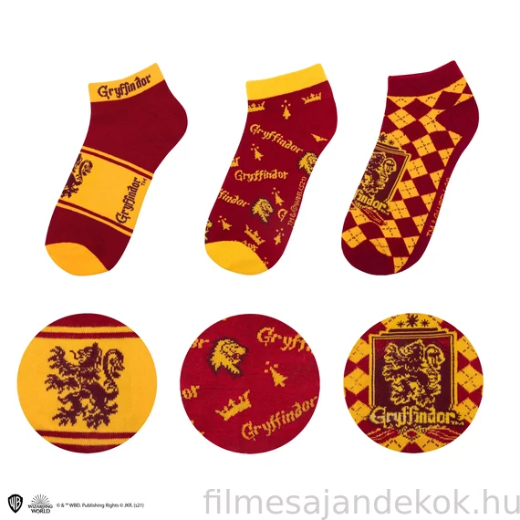 Griffendél Bokazokni 3 Pár/Szett - Harry Potter Kollekció