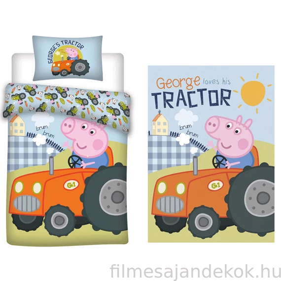 Peppa malac George's Tractor gyerek ágyneműhuzat és polár takaró szett