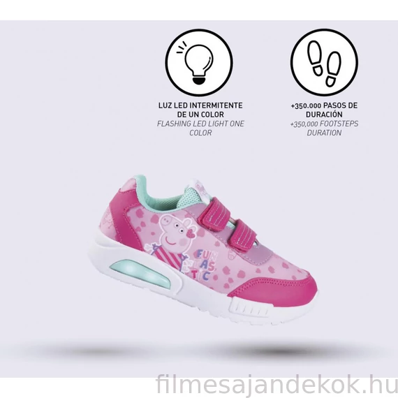 Peppa malac LED villogó, világító utcai cipő 28