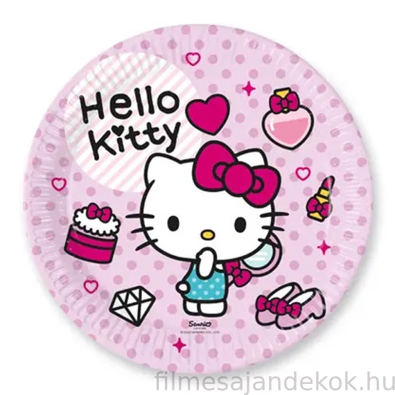 Hello Kitty Fashion papírtányér 8 db-os 23 cm FSC