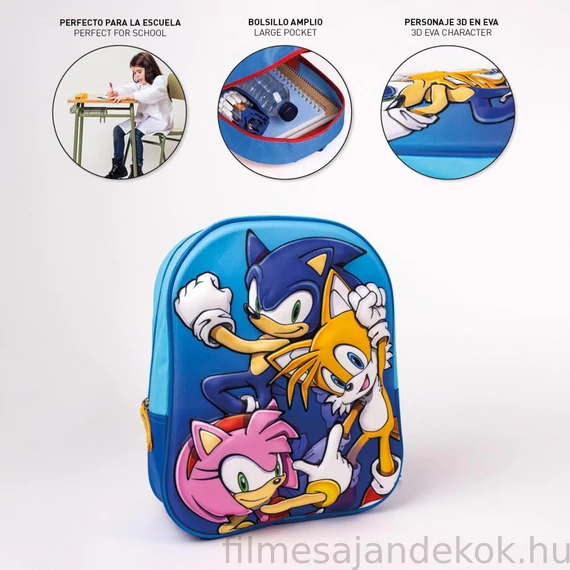 Sonic a sündisznó Team 3D hátizsák, táska 31 cm