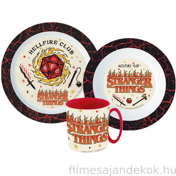 Stranger Things étkészlet, micro műanyag szett bögrével 350 ml
