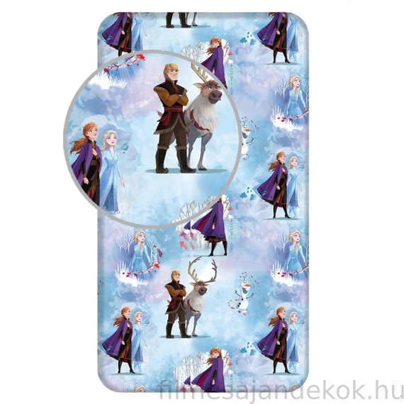 Disney Jégvarázs Blue Winter gumis lepedő 90x200 cm
