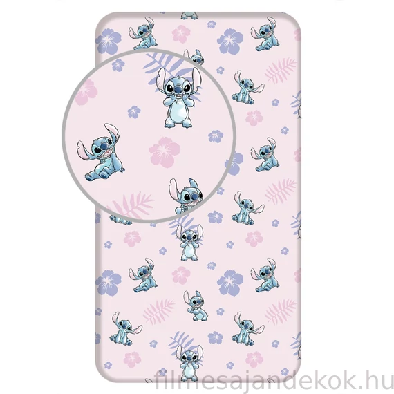 Disney Lilo és Stitch, A csillagkutya Pink gumis lepedő 90x200 cm