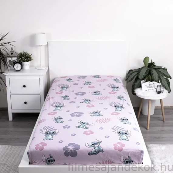 Disney Lilo és Stitch A csillagkutya Pink gumis lepedő 90x200 cm