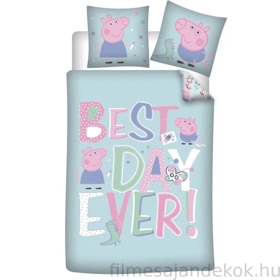 Peppa malac Best Day ágyneműhuzat 140×200cm, 63×63 cm microfibre