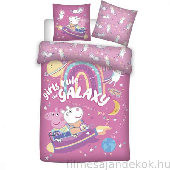 Peppa malac Galaxy ágyneműhuzat 140×200cm, 63×63 cm microfibre