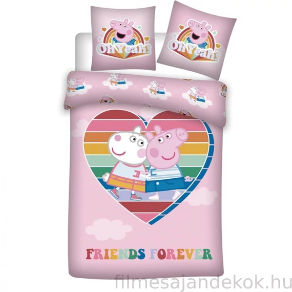 Peppa malac Love ágyneműhuzat 140×200cm, 63×63 cm microfibre