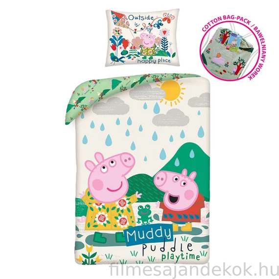 Peppa malac Muddy ágyneműhuzat 140×200cm 70×90 cm