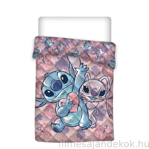 Disney Lilo és Stitch, A csillagkutya Heart steppelt ágytakaró, paplan 140x200cm